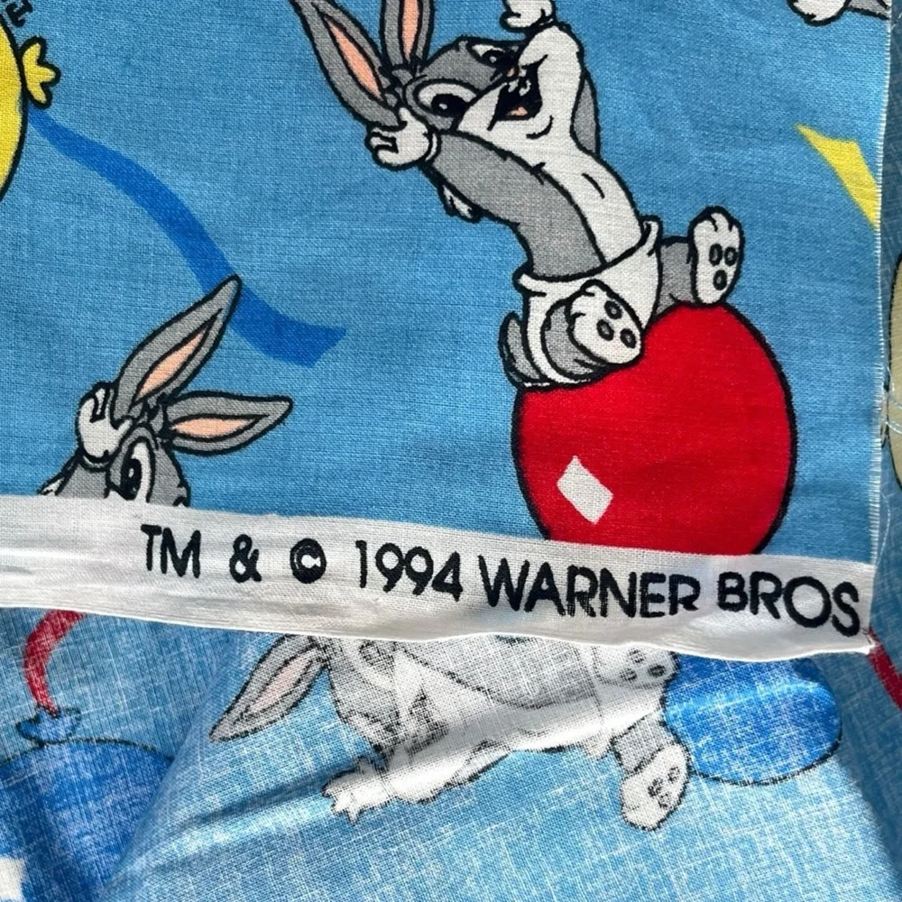 Vintage Lot of 90s Looney Tunes Fabric Sports Taz Daffy Bugs Colorful Crafts